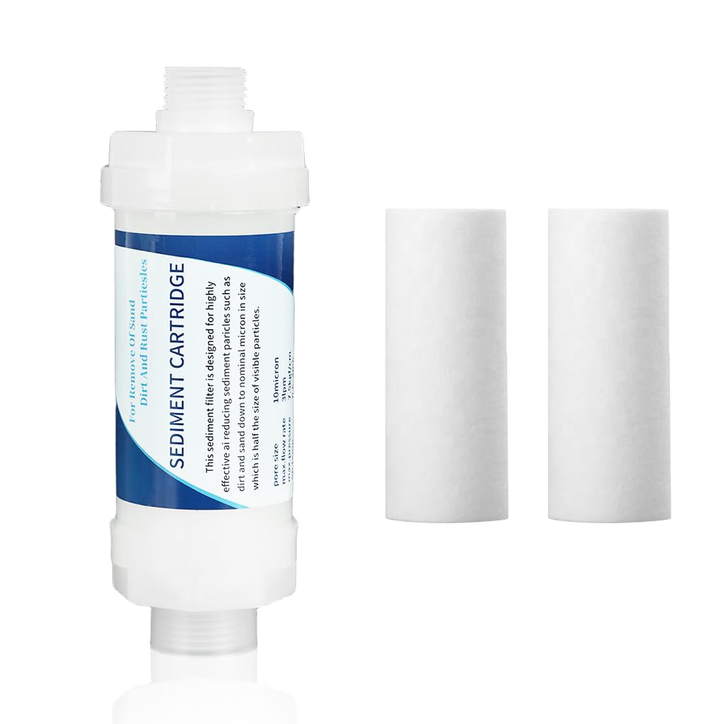 Serplex Shower System Water Filter Cartridge for Bathroom and Kitchen with 2 Cotton Refills | Universal 1/2 Inch Thread