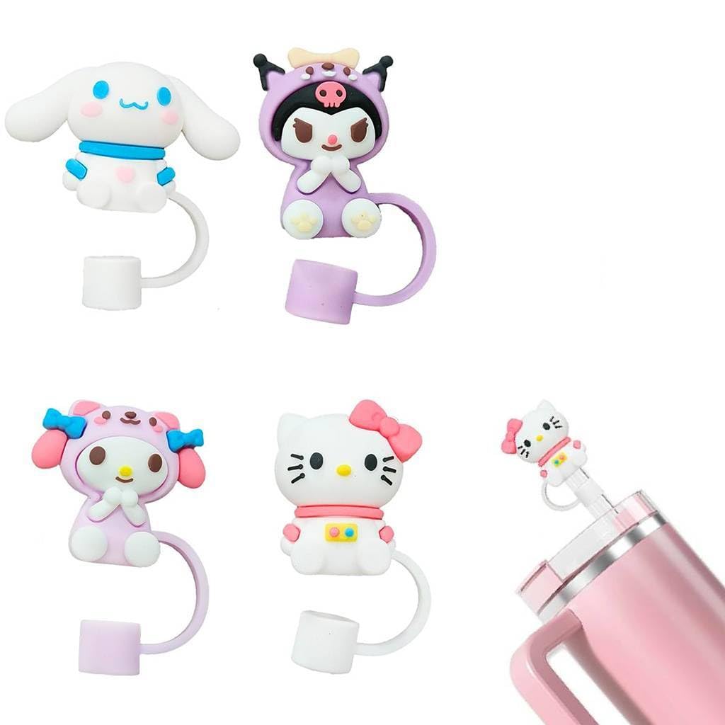 HASTHIP Straw Lids for 10mm Straws with Anti Lost Loop and Food Grade Silicone | 4Pcs Kids Set