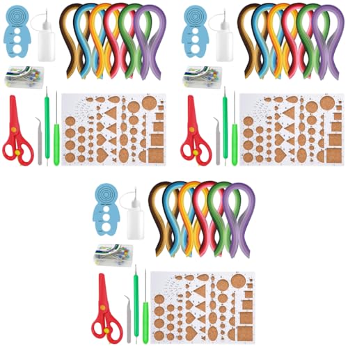 HASTHIP® Paper Quilling Kit 30 Colors Strips Tool Set Template Board Curling Scissors Accessories for DIY Craft Multicolor 3PCS