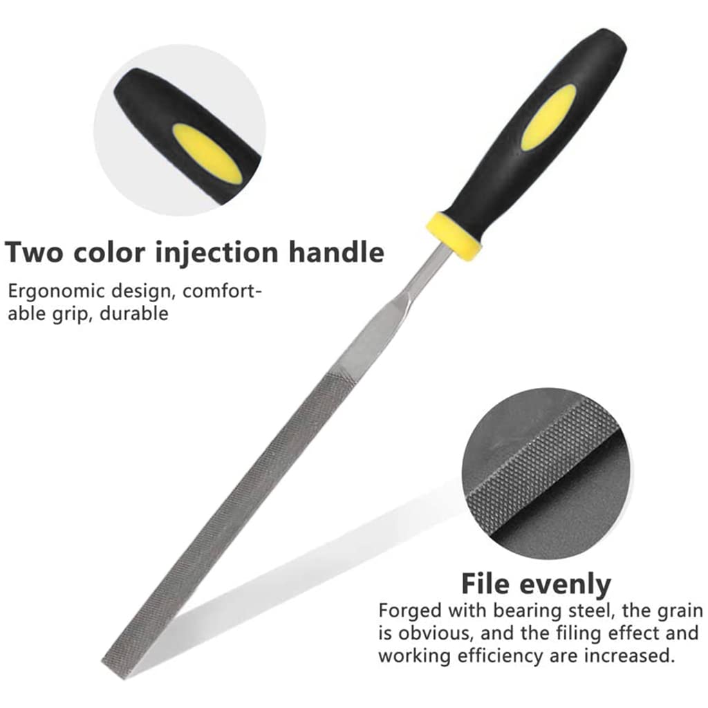 HASTHIP File Tools Set for Wood and Metal with Anti Slip Handles 10Pcs 5mm×180mm | Alloy Steel