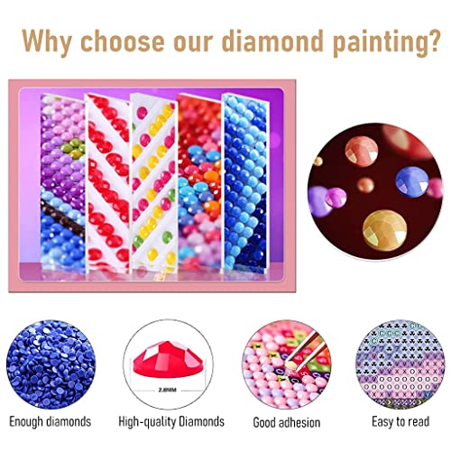 HASTHIP® Diamond Painting Kit with Round Diamonds, 5D Diamond Painting Kit for Adults & Kids, 30 X 40cm Full Drill Cow Gem Art Painting Kit for Home Wall Decor Gifts (12x16inch)