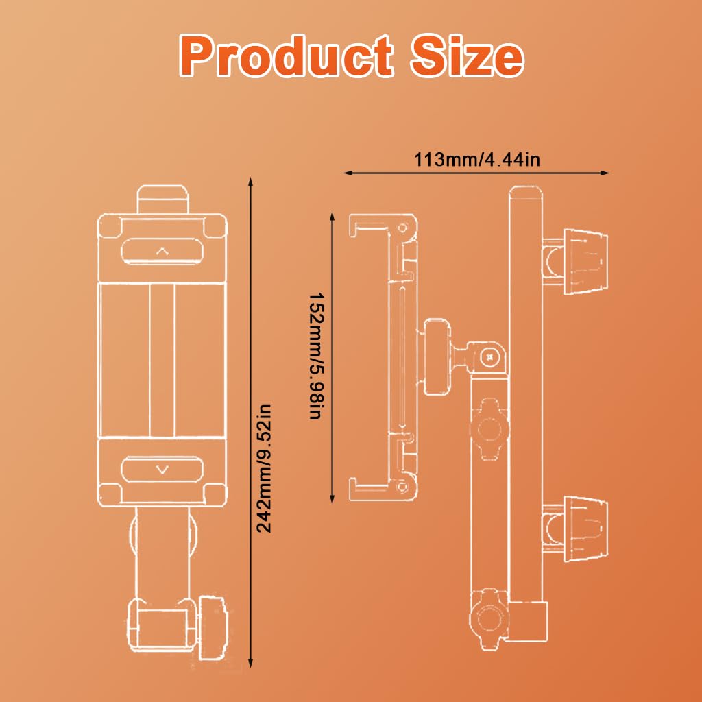 STHIRA Aluminum Alloy Car Tablet Holder for Headrest with 360° Swivel | Fits Devices Up to 13 in