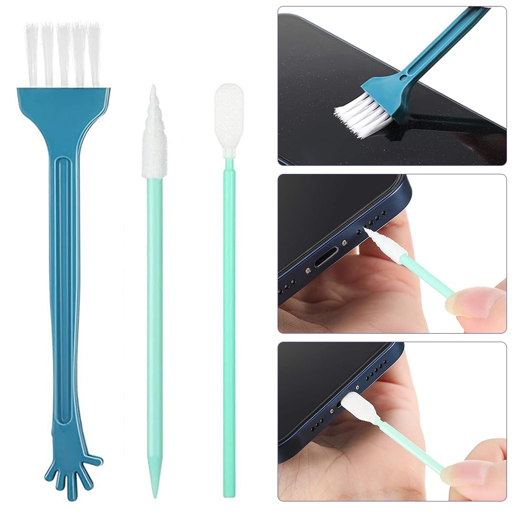 ZORBES Anti Dust Plug Kit for iPhone 14 to 11 with 5 Swabs and 5 Spade Tools | Metal Port Cleaning Set
