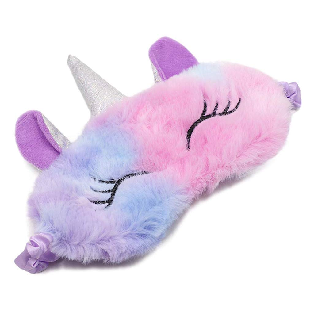 PATPAT Cute 3D Unicorn Sleep Mask Plush Sleeping Eye Cover for Women Girls Home Sleeping Traveling