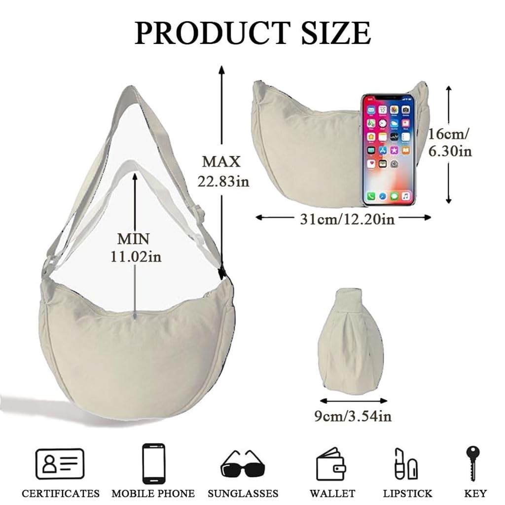 Zibuyu Crescent Bag for Daily Use with 12x3.5x6.5 in Capacity featuring Adjustable Strap & Waterproof Nylon Design