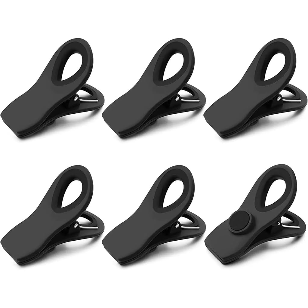 HASTHIP Magnetic Clips for Kitchen and Office with Strong Back Magnets | 6pcs Plastic Set