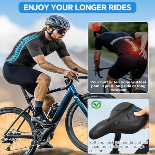 Proberos® Ergonomic Silicone Bike Saddle Cover - Breathable, Anti-Slip Bike Seat with Center Hollow for Comfort & Shock Absorption, Easy Slip-On Design for Road, Mountain & Exercise Bikes