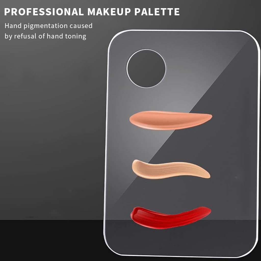 MAYCREATE Makeup Spatula and Palette Set for Foundation Mixing with 16cm Steel Tool | Clear Acrylic Palette
