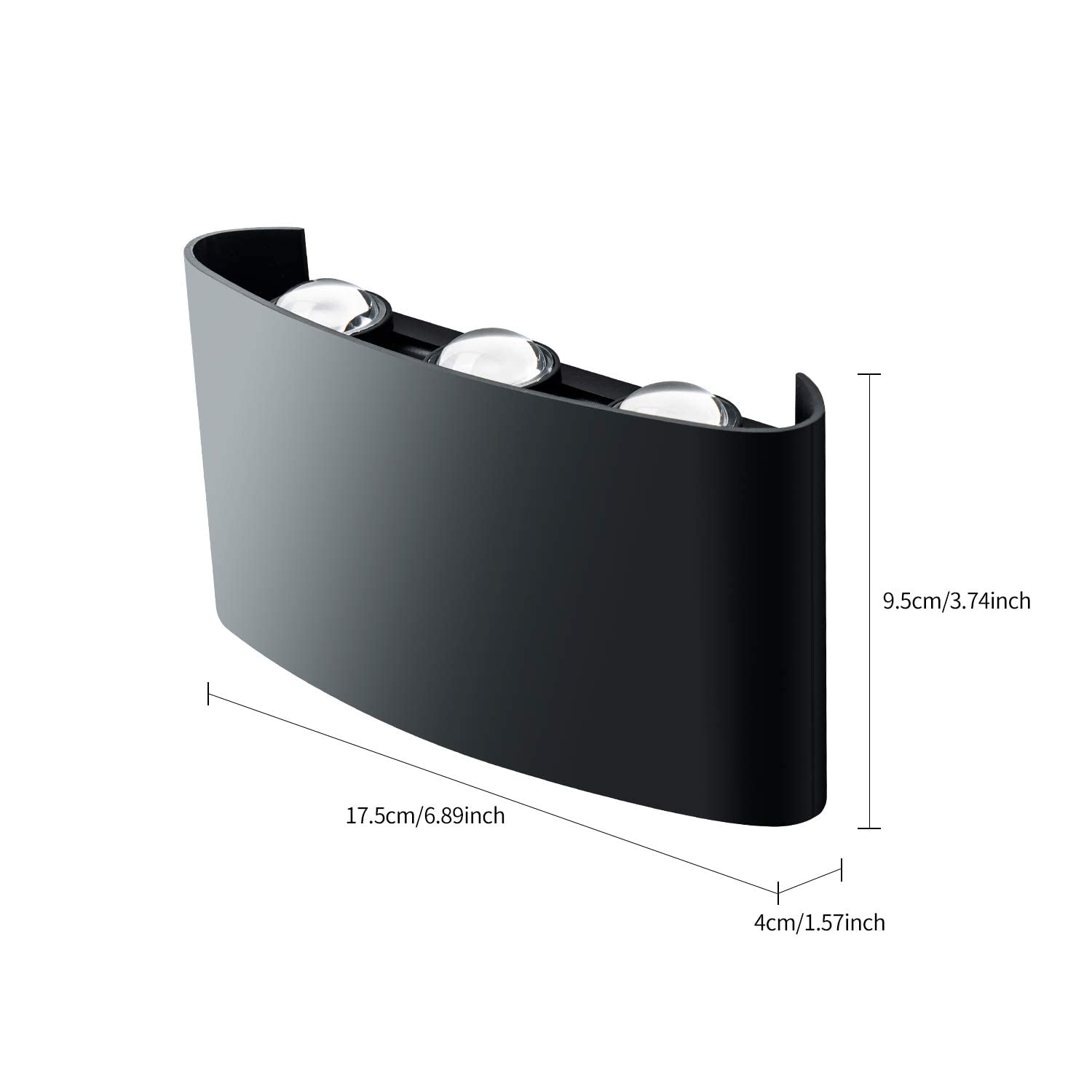 ELEPHANTBOAT LED Wall Light for Indoor Use with Up Down Beam 6W Warm White Black Fixture