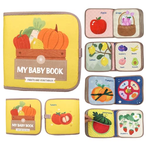 SNOWIE SOFT® Baby Busy Book for Toddlers Aged 6-24 Months Fun Cartoon Fruit-themed Early Learning Activity Book with Squeaky Toy Interactive Quiet Book for Toddlers Toy Book Baby's First Learning Book