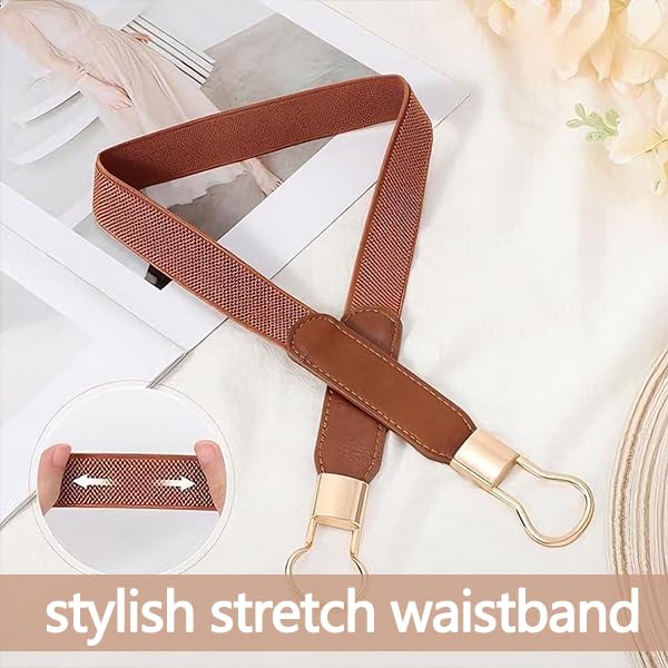 Zibuyu Womens Stretch Waist Belt for Dresses and Pants with Alloy Buckle Brown | Fashion Accessory