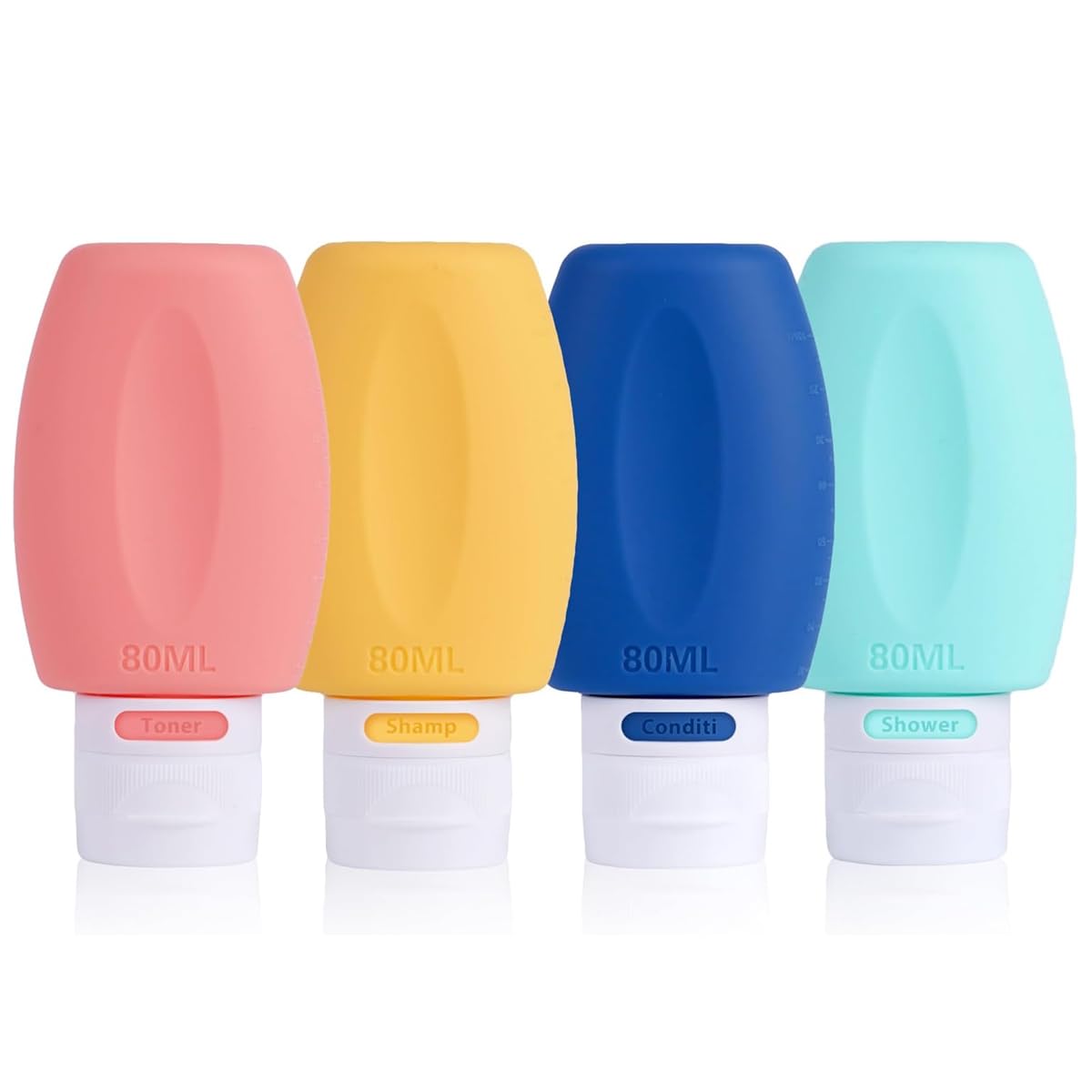 MAYCREATE Travel Bottles for Toiletries with 3 Layer Leak Proof Design and BPA Free Silicone | 4 Pack 3oz Squeezable Containers for Shampoo and Lotion