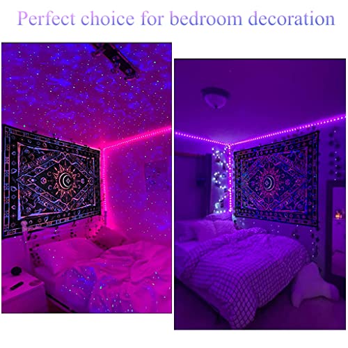 HASTHIP® Blacklight Tapestry UV Reactive Tapestry Glow in The Dark, Sun and Moon Tapestry, Aesthetic Tapestry Wall Hanging Tapestry Fluorescence Tapestry Night Glow Tapestries (51.2 in x 59.1 in)