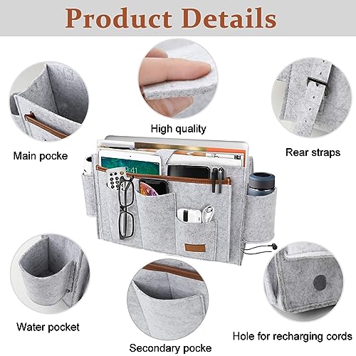 HASTHIP® Bedside Organizer Sofa Edge Insert Organizer Felt Multi-compartment Storage Organizer for Living Room TV Remote Control Organizer Office Hanging Organizer for Chair, Sofa, Bedside