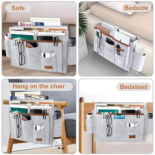 HASTHIP® Bedside Organizer Sofa Edge Insert Organizer Felt Multi-compartment Storage Organizer for Living Room TV Remote Control Organizer Office Hanging Organizer for Chair, Sofa, Bedside