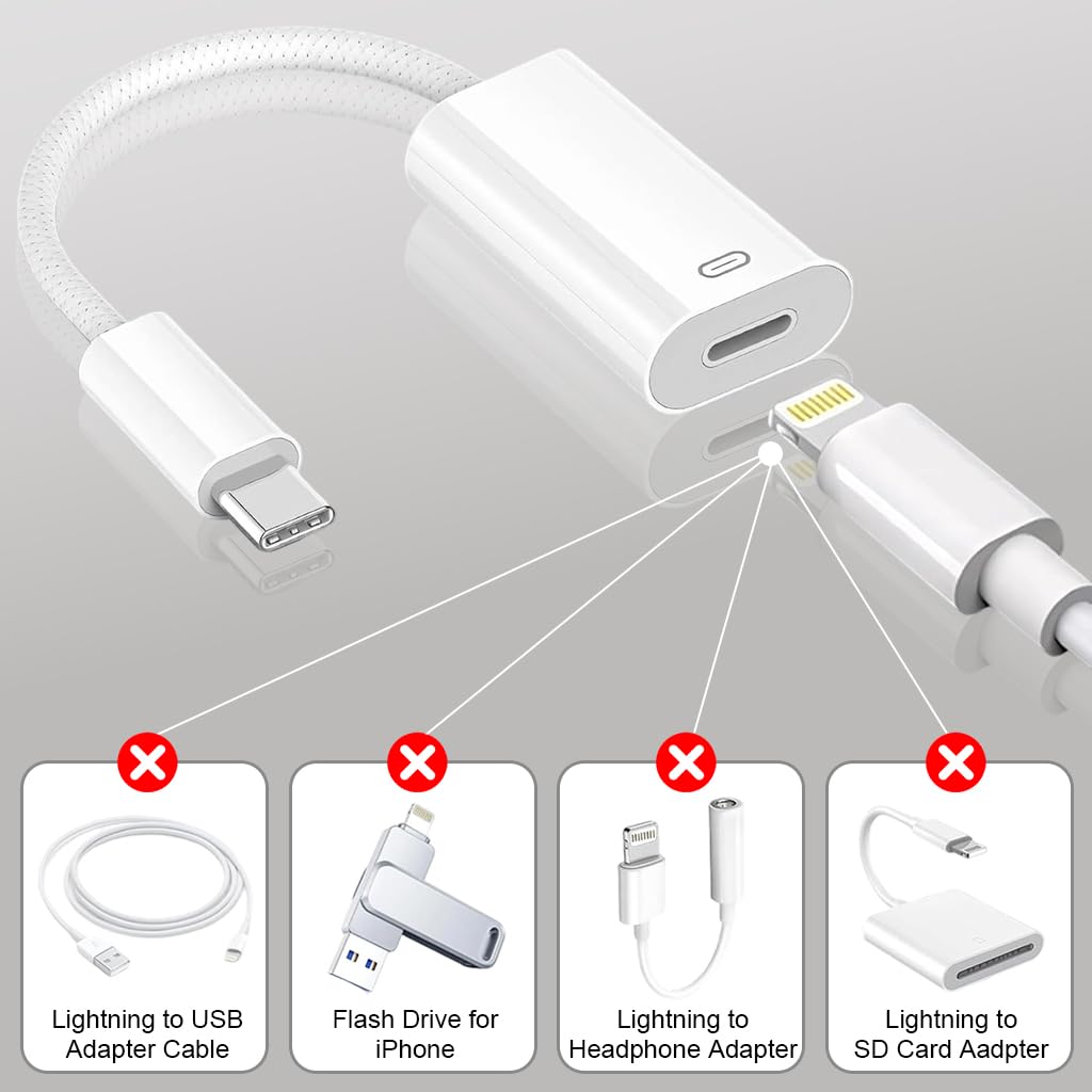 ZORBES USB C to Lightning Audio Adapter with DAC Chip and 480 Mbps Transfer for iPhone | PD 100W Fast Charging