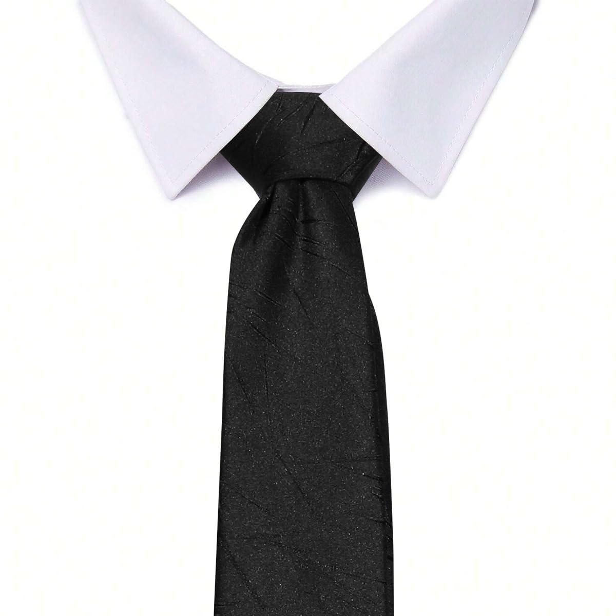 GUSTAVE Tie for Men Set with Pocket Square Cufflinks and Tie Clip in Black | Formal and Casual Gift