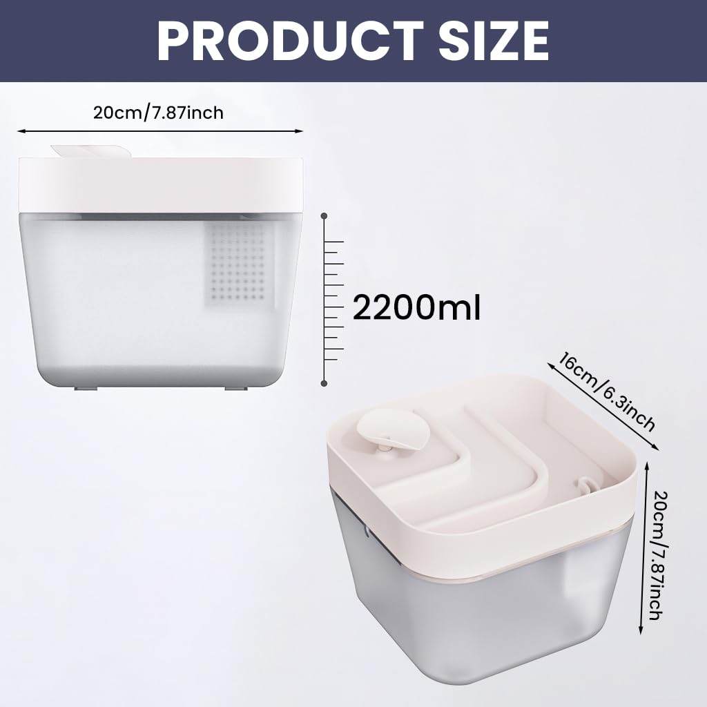 ZIBUYU Cat Water Fountain for Cats and Dogs with 2.2L Capacity featuring Step-Type Flow | Quiet Automatic Filtration System