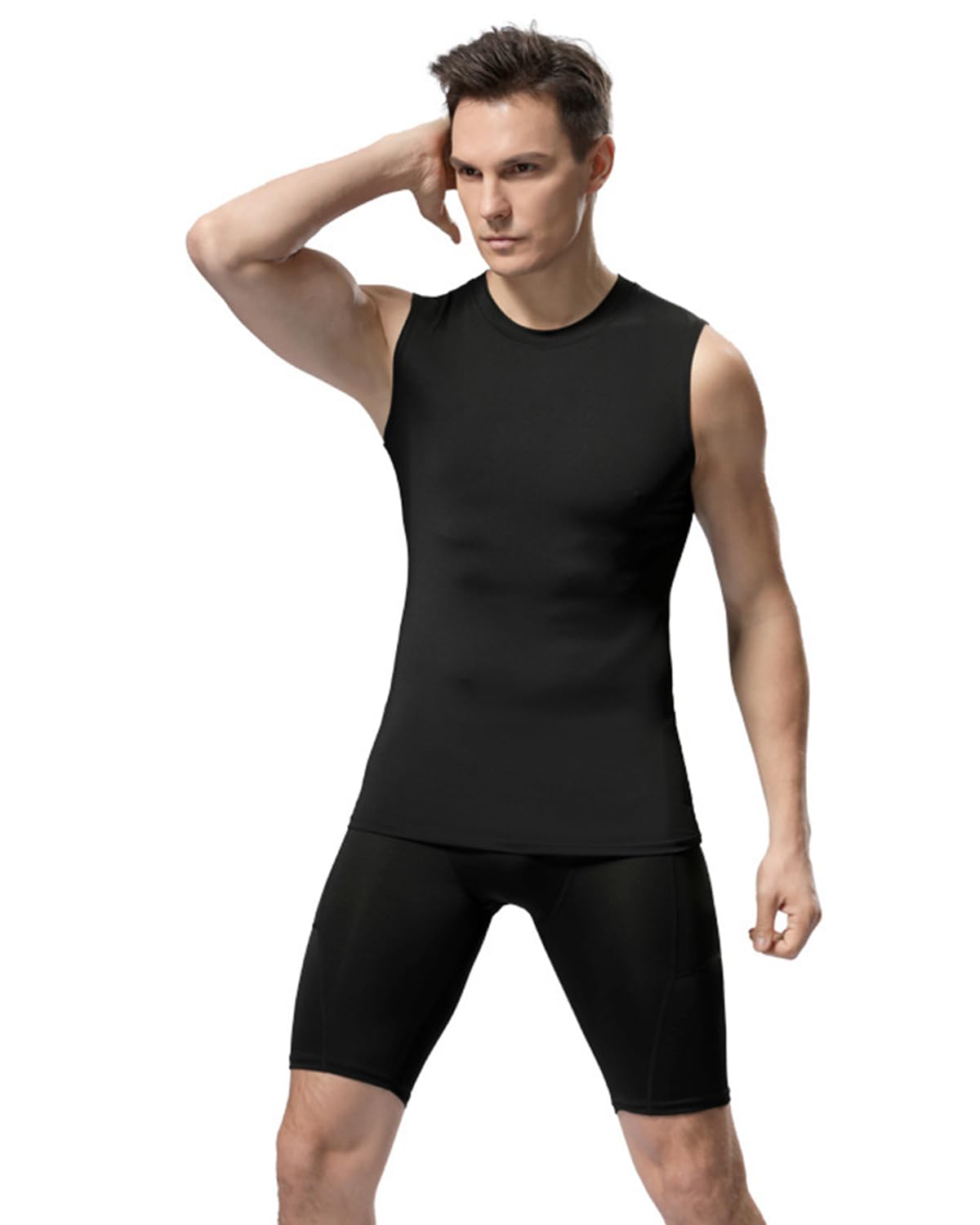 GUSTAVE Sleeveless Tshirt for Men featuring Quick Dry Ice Silk Fabric Size XL 65cm | Black Gym Vest