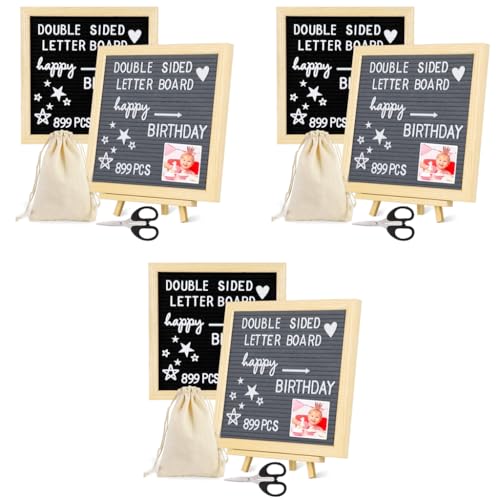 OFIFO® Double Sided Felt Letter Board with 889 Pre Cut White Plastic Letters 10 x 10 Home Decor Memo for Sign Announcement Wall Changeable 3 PCS