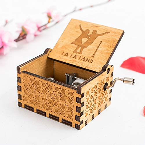 PATPAT® Music Box La La Land Hand Crank Wooden Musical Box, Antique Engraved Musical Toys for Loved One - Gifts for Lover, Boyfriend, Girlfriend, Husband, Wife Valentine's Day/Anniversary