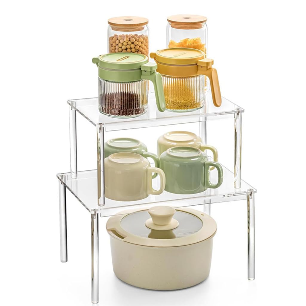 HASTHIP Acrylic Cabinet Organizer for Kitchen Pantry Storage and Stackable Shelves | Desk Countertop Organization