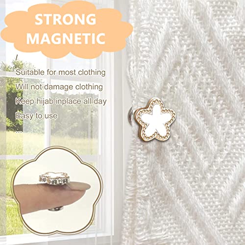 SANNIDHI® 8PCS Hijab Pins for Scarf Magnets Buttons Strong Magnetic for Women Multi-Use Flower Shaped Pinless Shawl Clips Safety Brooch Clothes Hat Decor