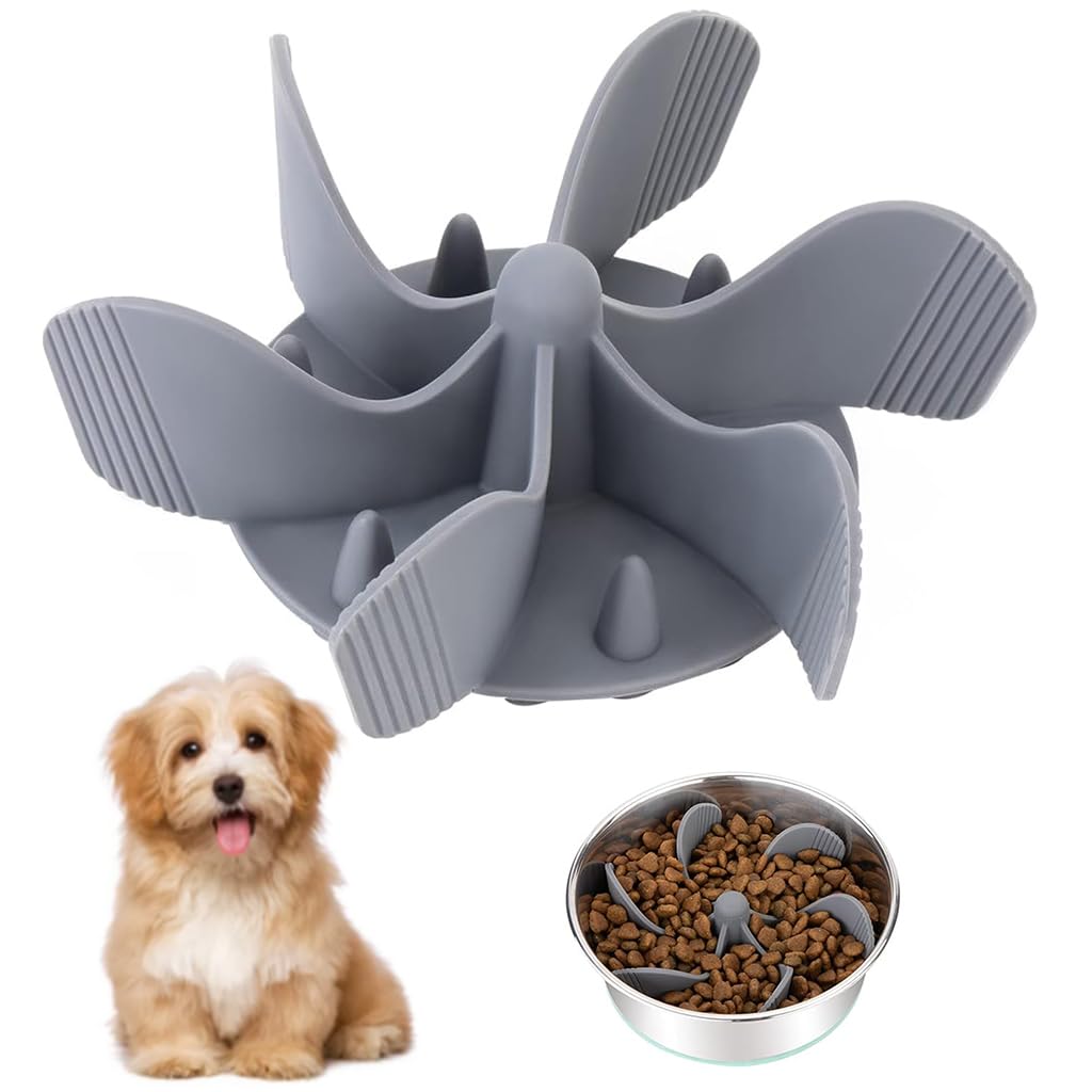 Qpets Dog Slow Feeder Bowl for Large Dogs with 3 Layer Rotatable Puzzle Plates and Anti Slip Base