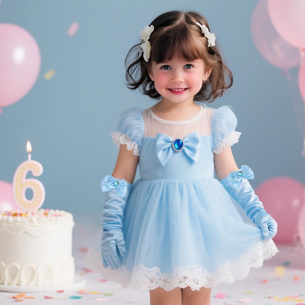 Zibuyu Girls Gloves for Dress Up and Parties featuring Satin Long Design and Butterfly Accent