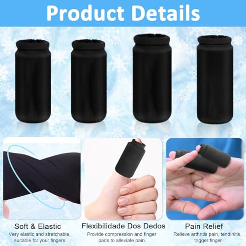 HANNEA® 8PCS Ice Cool Finger Sleeves Protection Gel Support Protector Gloves for Trigger Arthritis Swelling Tendonitis Sore Knuckle Injure Pain Relief