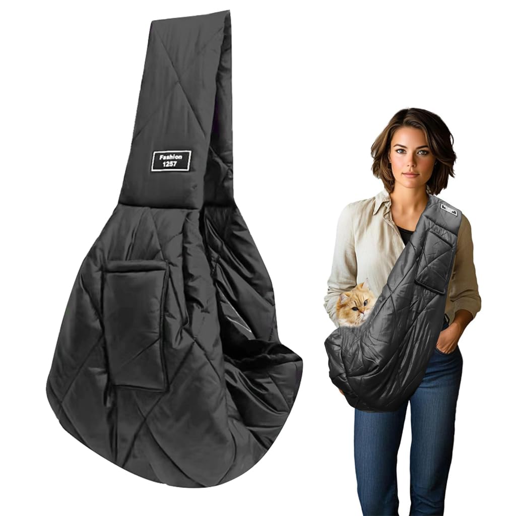 Qpets Pet Carrier Bag for Cats and Dogs with Wide Shoulder Strap and Side Pockets | Soft Breathable Travel Sling