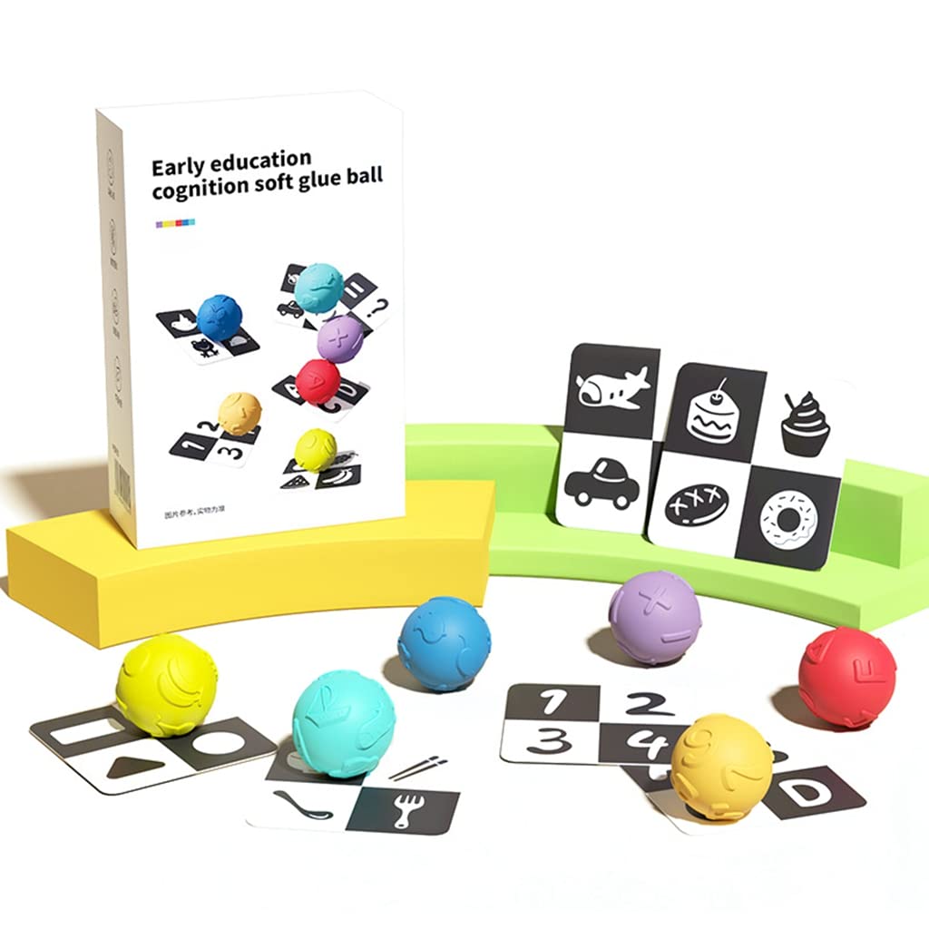 PATPAT Squeeze Ball Toys for Baby Sensory Play with 6 Color Balls and Flash Cards | Visual Development