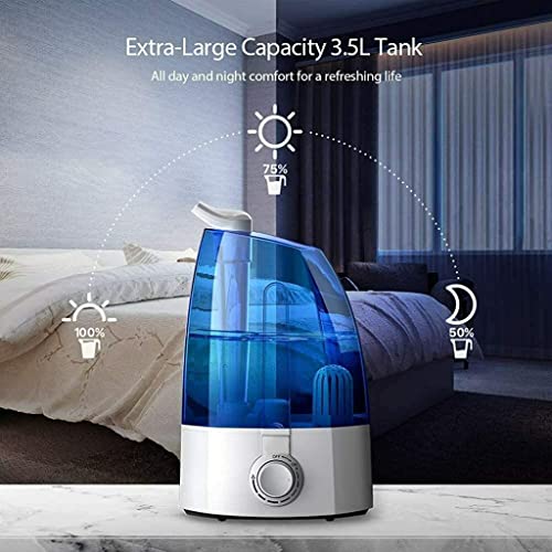 HANNEA® Humidifier for Room Moisture 3.5L Silent Humidifier for Plants Indoor Household Ultrasonic Cool Mist Humidifier Desktop Humidifier 360° Rotatable Nozzle Office Room Bedroom Auto Shut-Off