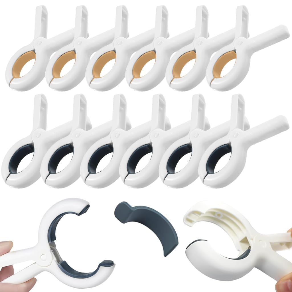 Supvox Clothesline Clips for Bed Sheets and Quilts featuring Spring Loaded Grip | 12Pcs Plastic Windproof Laundry Clips