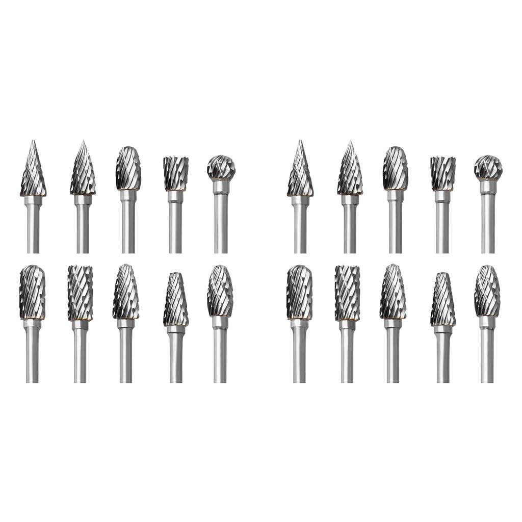 Serplex Tungsten Carbide Rotary Burr Set 20PCS with 1/8 Inch Shank for Wood and Metal Engraving