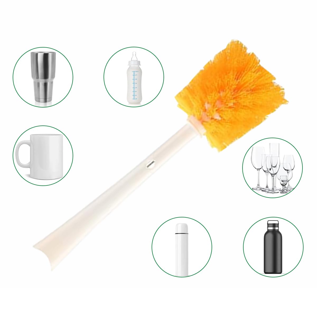 SNOWIE SOFT Baby Bottle Cleaning Brush Kit 5pcs with Dual Head Design and Silicone Bristles