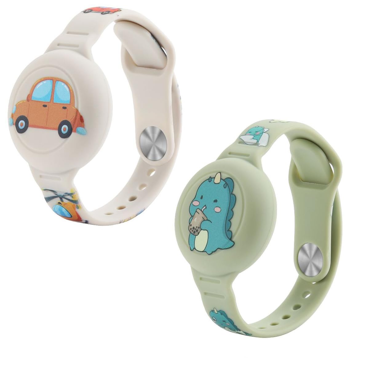 ZORBES® 2PCS Kids Air-Tag Bracelet Cartoon Silicone Bracelet 9 Inches Adjustable Wrist Band for AirTag,Anti-Lost AirTag Waterproof Full Cover Protection Silicone Cover for