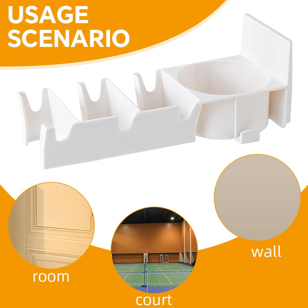 Proberos Badminton Racket Holder for Wall Mount Storage with 3 Slots & Dual Hooks | ABS Organizer for Home or Gym