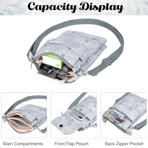 PALAY® Women Purse Bag Casual Phone Pouch Canvas Cloth Sling Bag Minimalism Print Small Crossbody Shoulder Bag Gray X 2