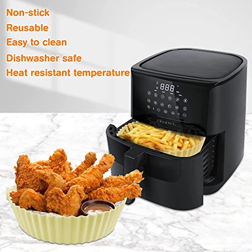 HASTHIP® Air Fryer Reusable Silicone Pot, Air Fryer Pot with Ear Handles, Air Fryer Accessories, Easy to Clean, 6.5 in, Air Fryer Silicone Liner Wave Stripe Texture for Even Heat