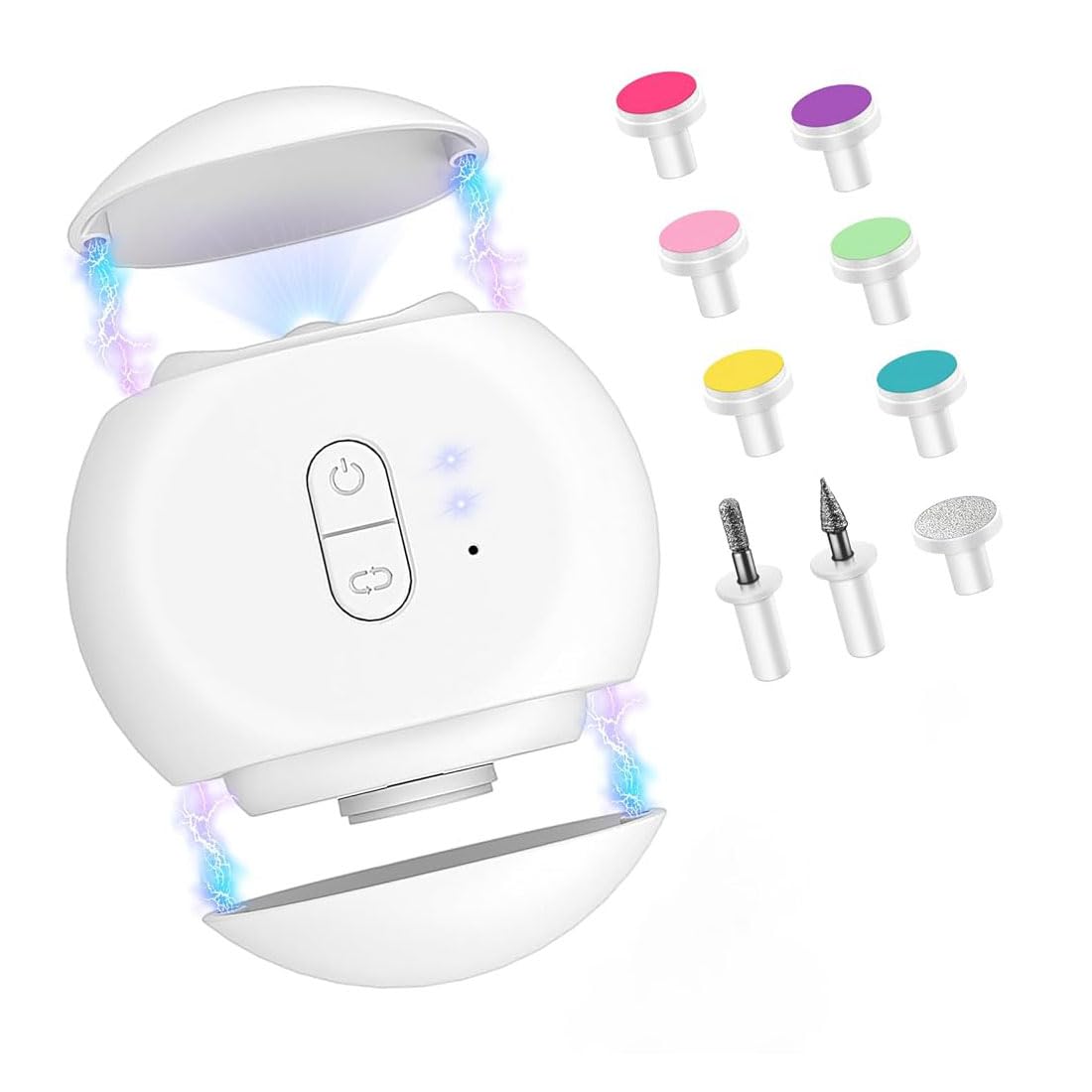 MAYCREATE Electric Nail Clipper for Travel with LED Light and 7 File Heads | USB Rechargeable