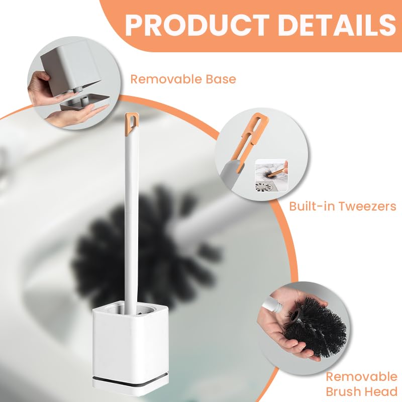 HASTHIP Toilet Bowl Cleaning Brush for Bathroom with 15.7 in Long Handle and Detachable Drip Tray