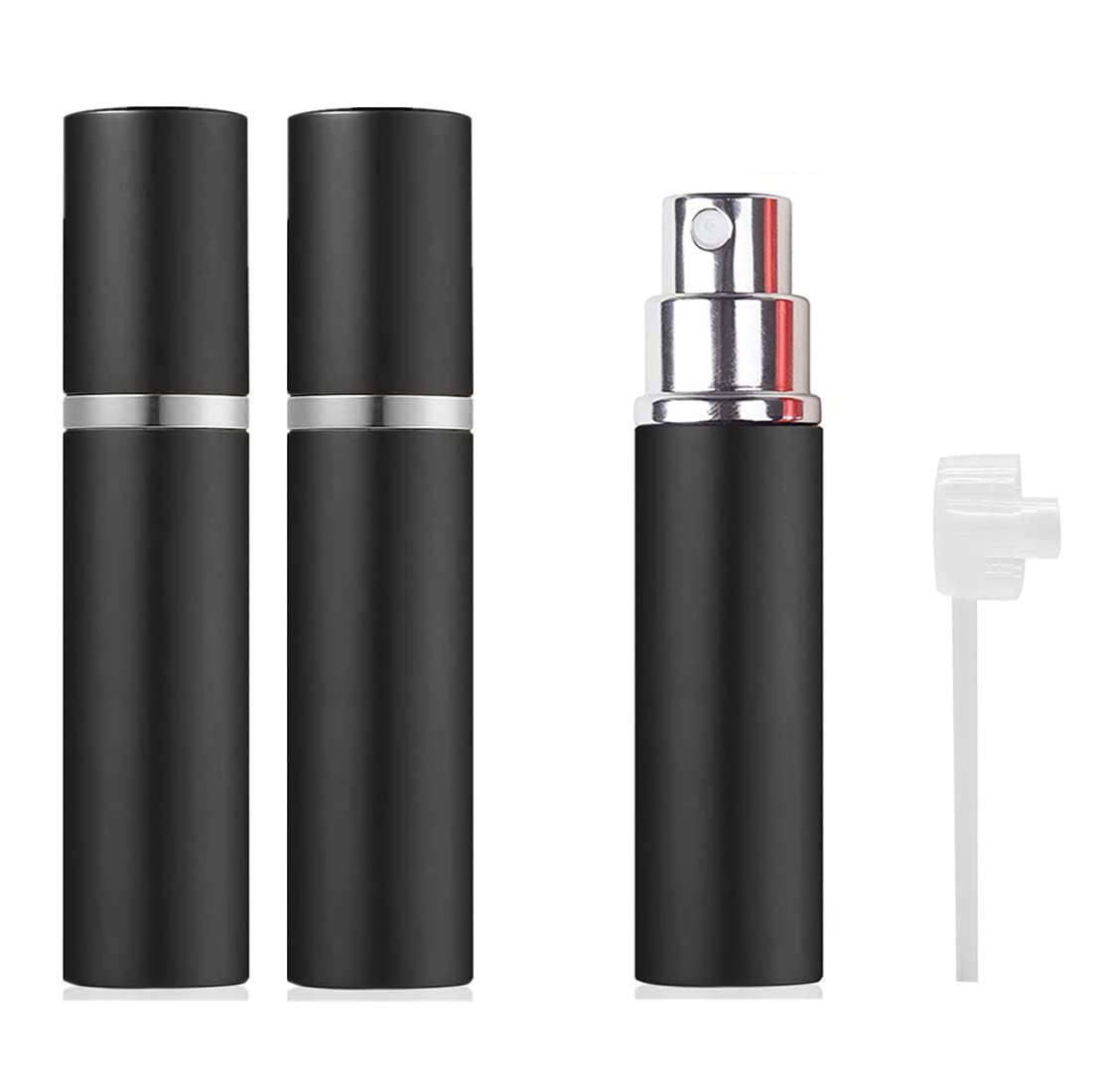 HASTHIP® Black 2 PCS 5 ml Refillable Perfume Atomizer Spray Bottle With Split Nozzle,Portable Mini Travel,Glass Bladder Scent Aftershave Pump Case for Traveling