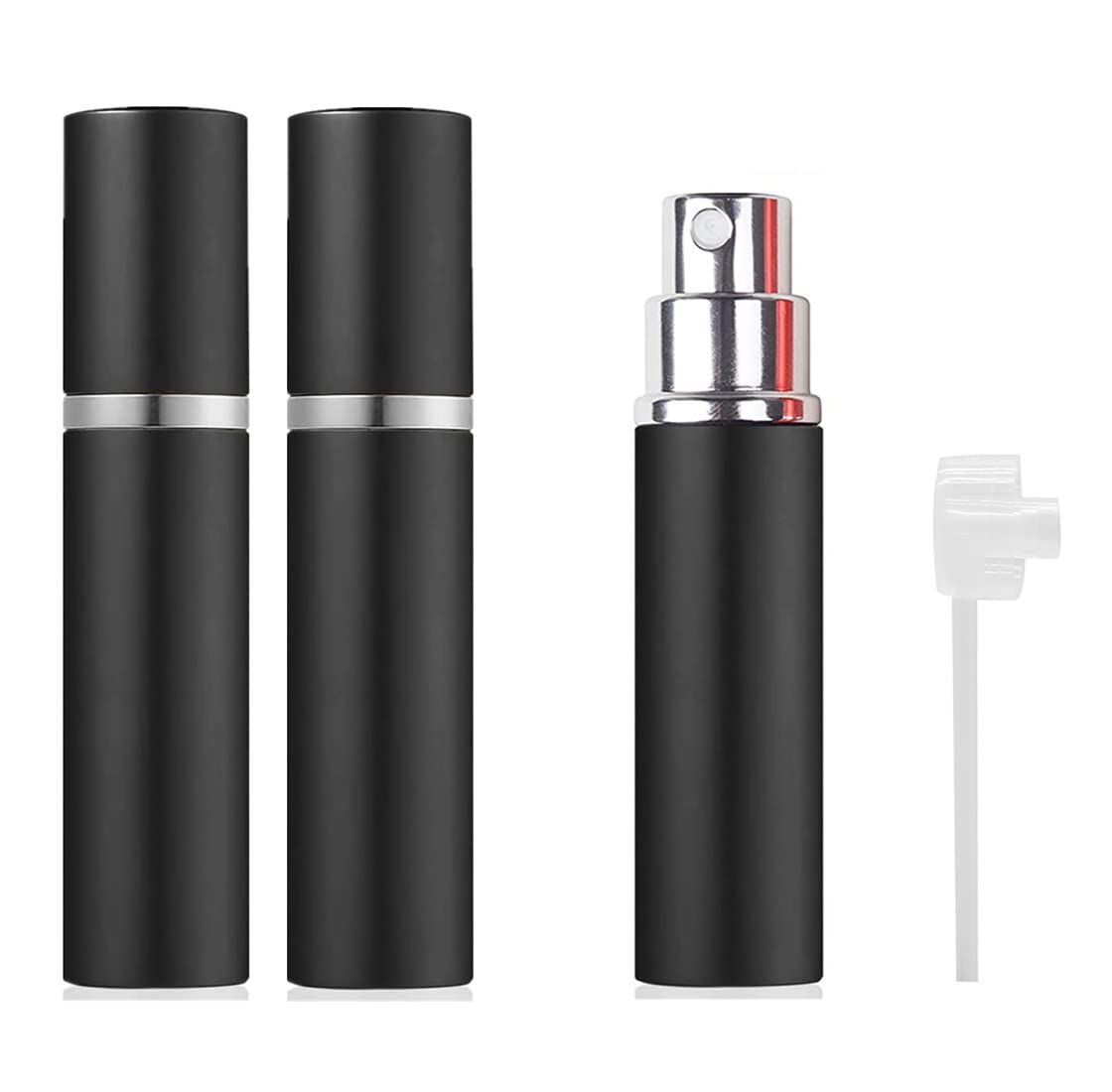 MAYCREATE Refillable Perfume Atomizer for Travel with Fine Spray Nozzle and Glass Bottle | 2PCS 5ml Black