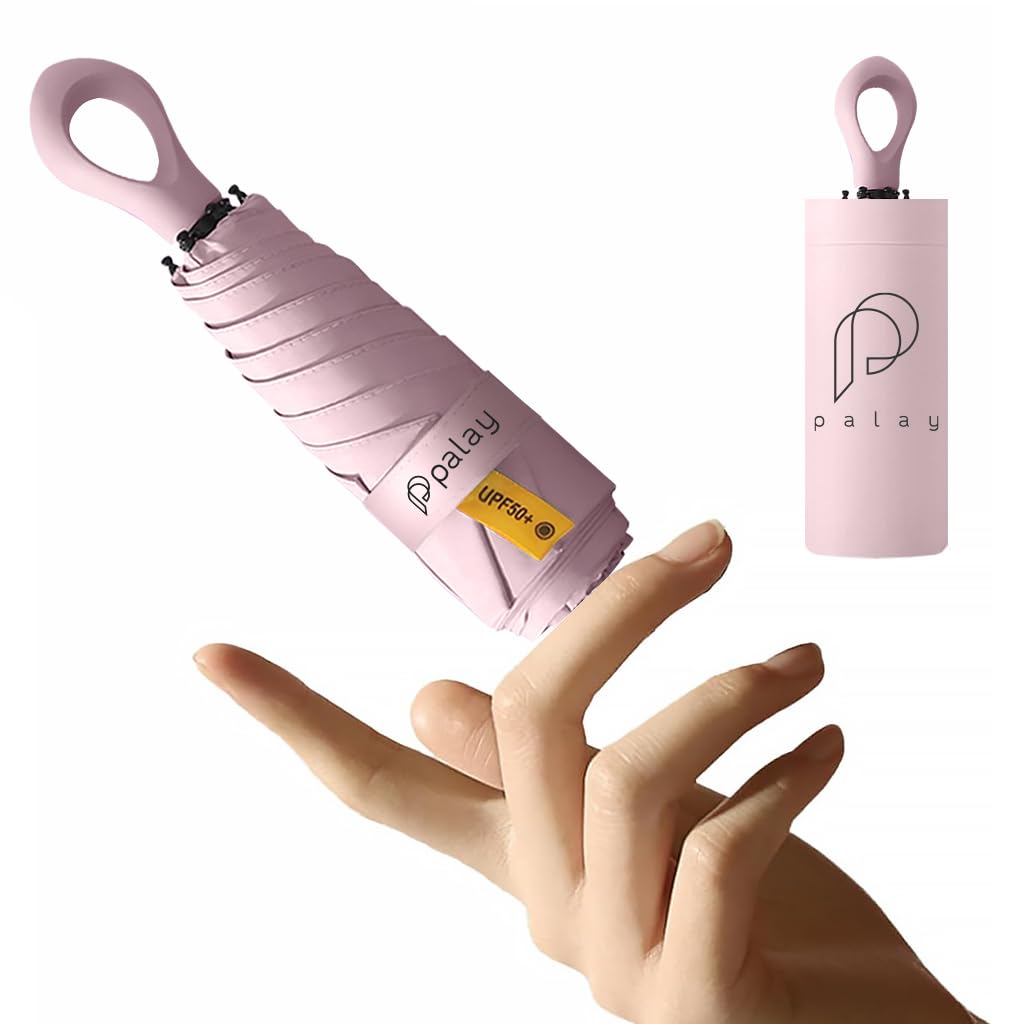 HASTHIP Travel Umbrella for Sun and Rain with UPF 50+ Protection and 6 Strong Ribs | Compact Lightweight Design for Women Men and Kids