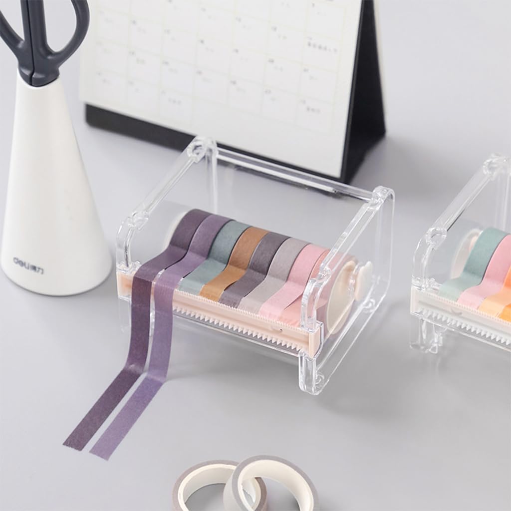 Climberty Washi Tape Dispenser for Scrapbooking with Serrated Cutting Teeth | Transparent Multi Roll Holder for Office and School