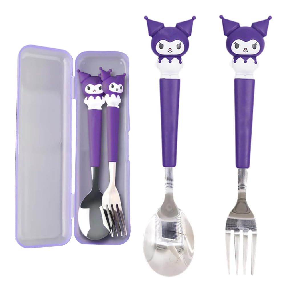 Supvox Cutlery Set for Kids with 7.87 in Utensils featuring Ergonomic Handles and Storage Case