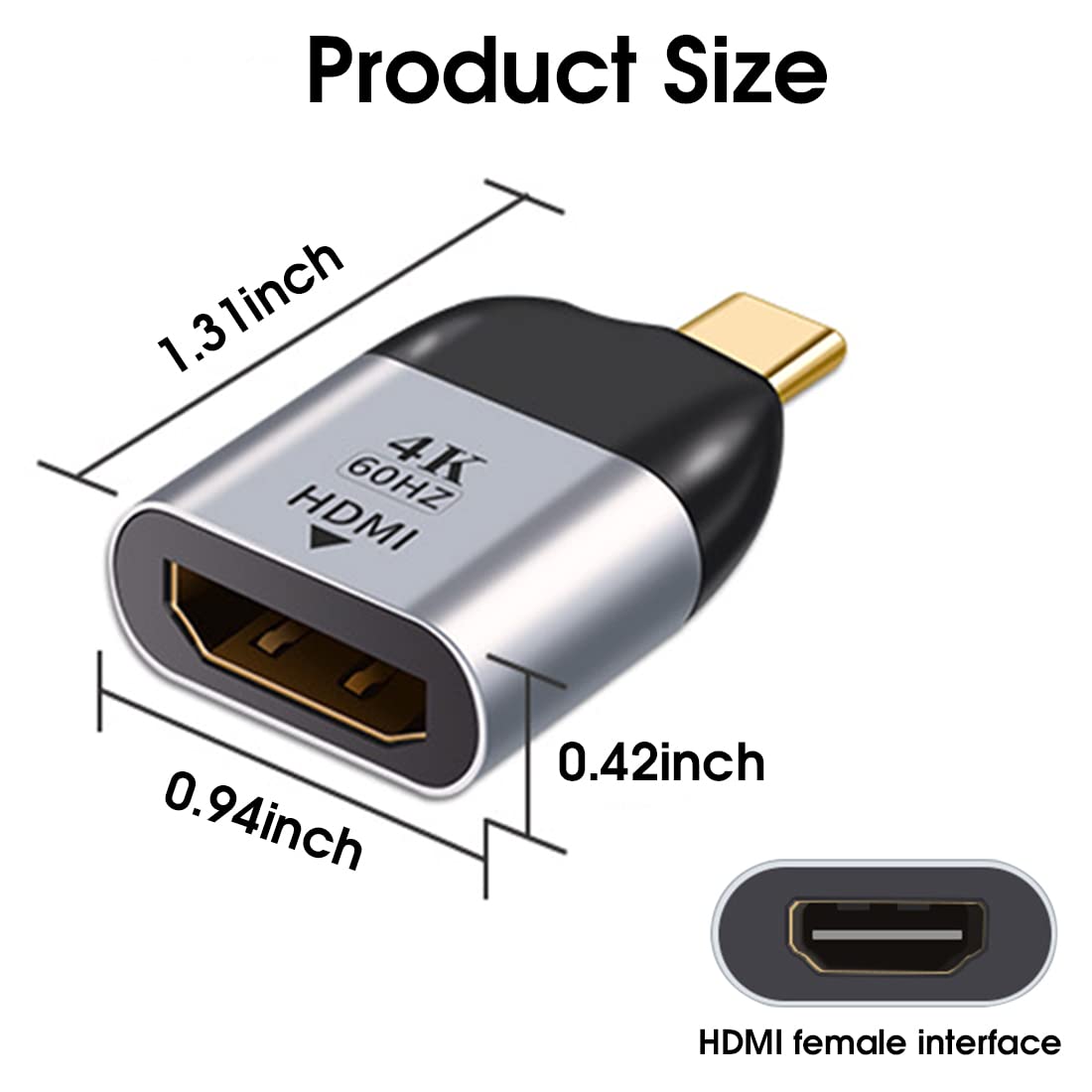 Verilux® USB C to HDMI Adapter (4K@60Hz) Type C to HDMI Convertor, USB C Adapter for MacBook Air/MacBook Pro 2020/2019/2018, iPad Pro, XPS 13/15, Pixelbook, Galaxy S10/S10+/Note 9, Type-C Devices