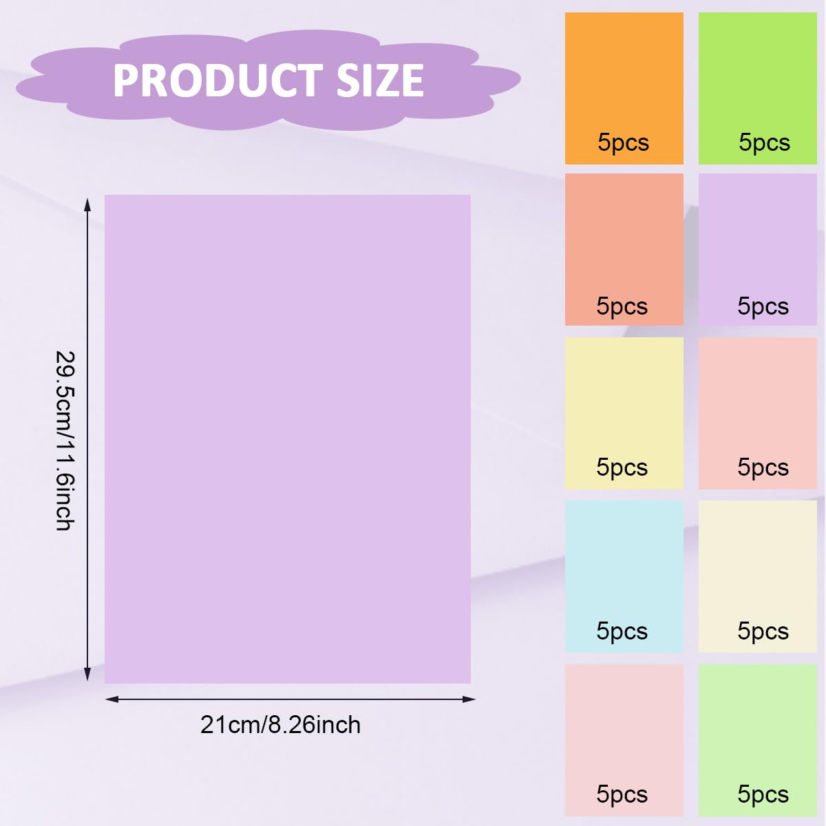 OFIFO Color Paper Pack for Craft and School Projects with 50 A4 Sheets in 10 Bright Colors