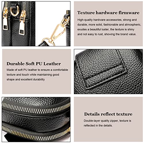 PALAY® Small Crossbody Phone Bag for Women PU Leather Shoulder Bag, Classic Solid Color Women Purse Cross Body Bag, Practical Multi-Layer Zipper Pouch